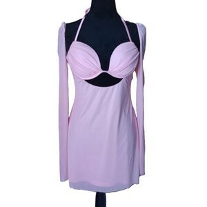 Marthea Women's Medium, Pink Halter Style Bodycon Mini Dress, NWT